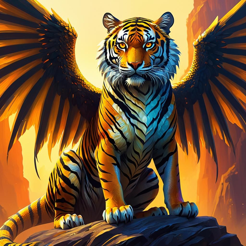 Fauvist Hybrid Creature: Snake, Tiger, and Dragon