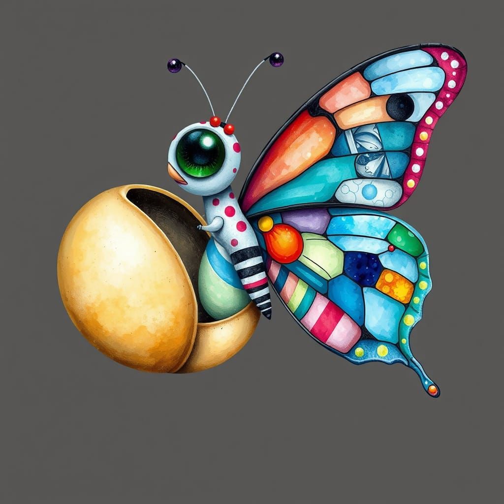 Whimsical Butterfly with Mismatched Wings