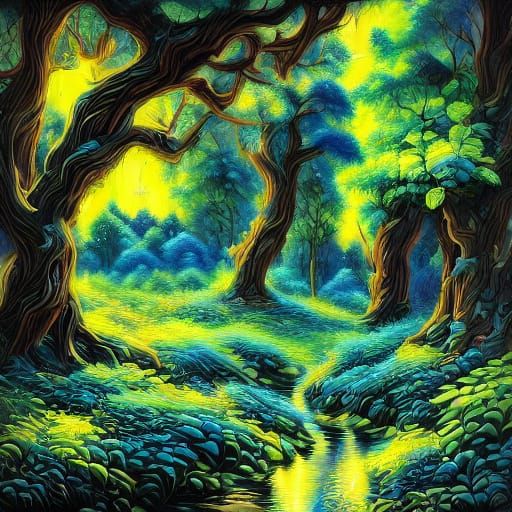 Woman by Dark Lake in Golden Age Illustration Style