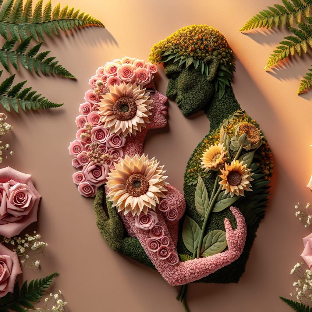 Romantic Floral Couple in Golden Sunset Glow