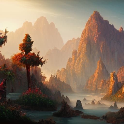 Fantastical California Matte Painting in Deep Color