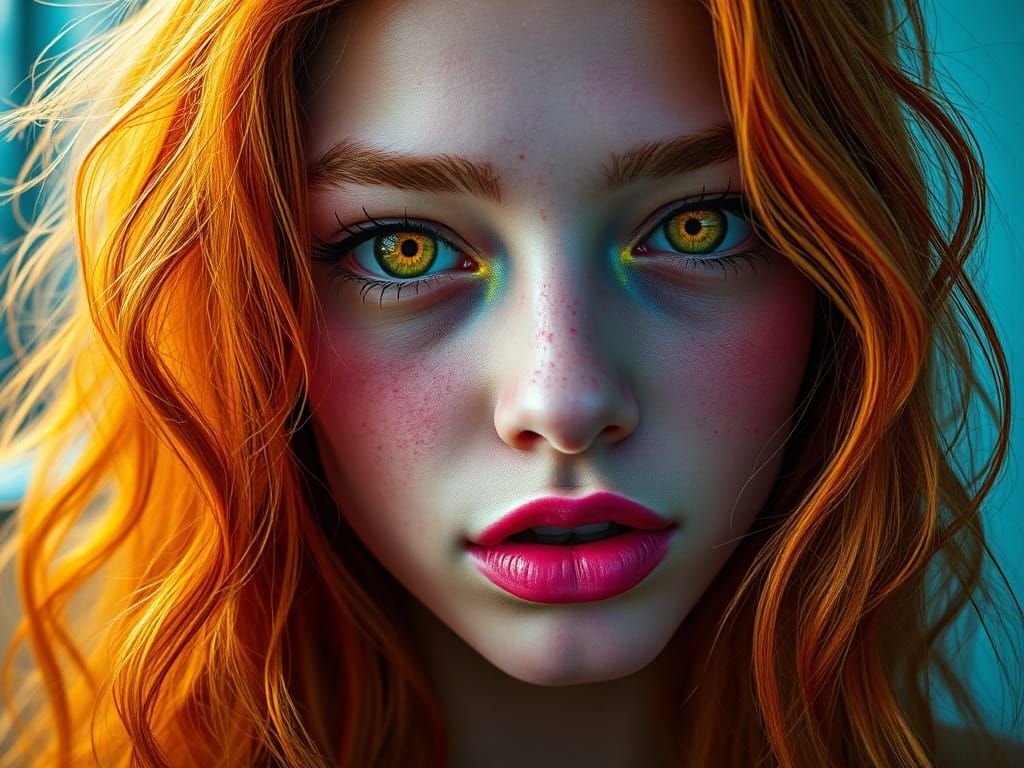 Vibrant Hyper-Realistic Portrait in Futuristic Aesthetic