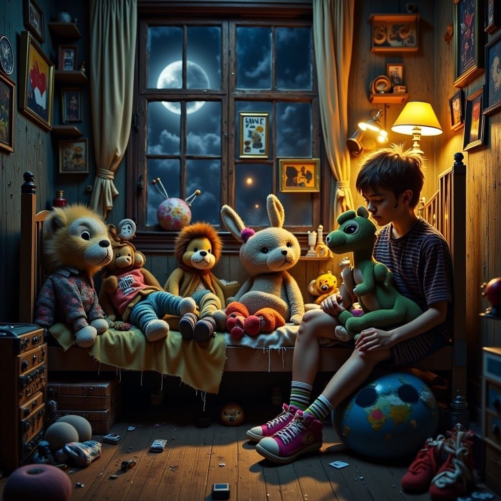 Trashpunk Stuffed Animals' Nighttime Adventure