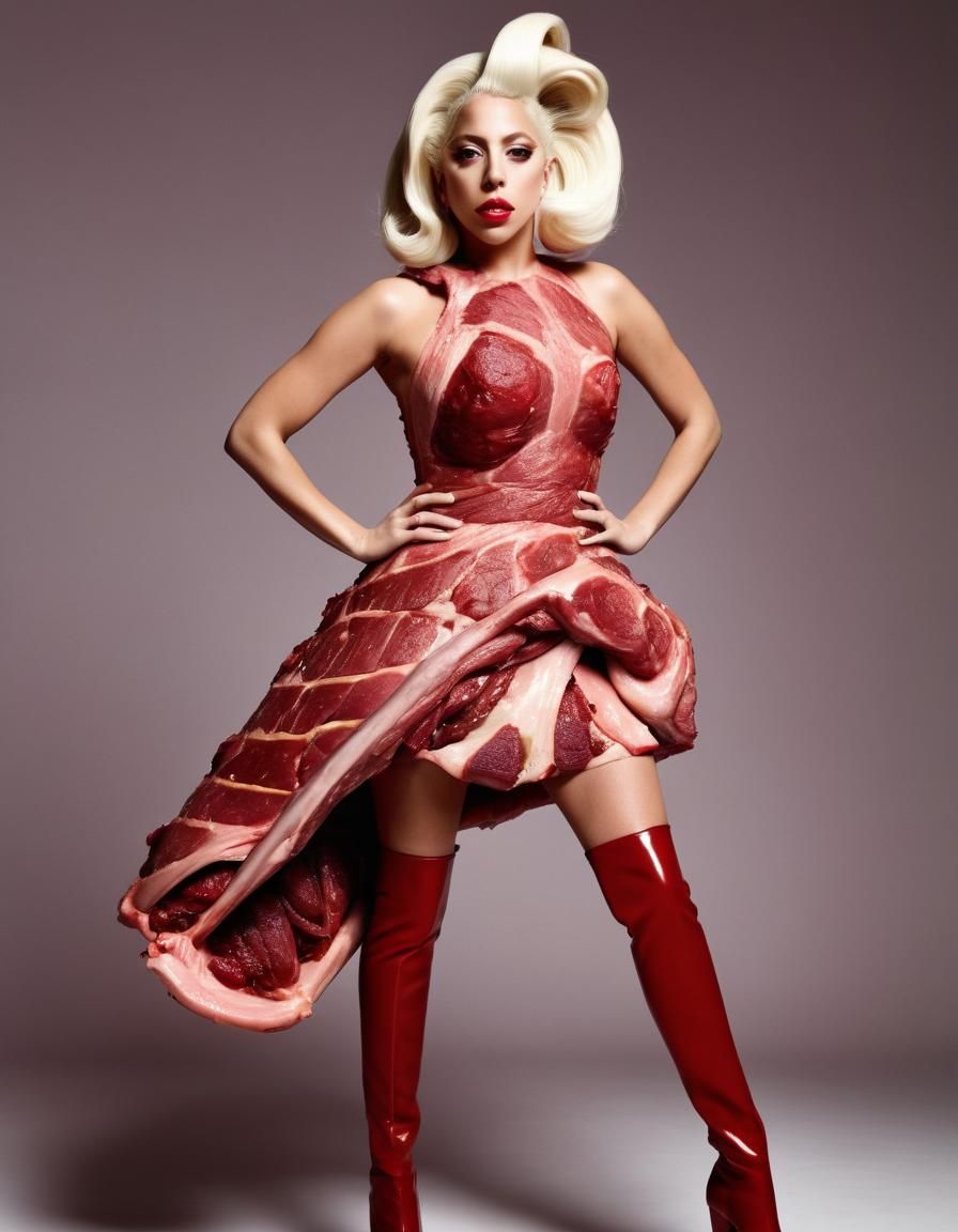 Lady Gaga's Meat Dress in Hollywood