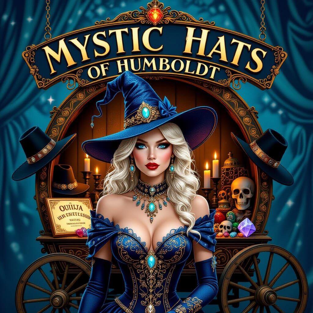 Art Nouveau Femme Fatale with Mystic Hats