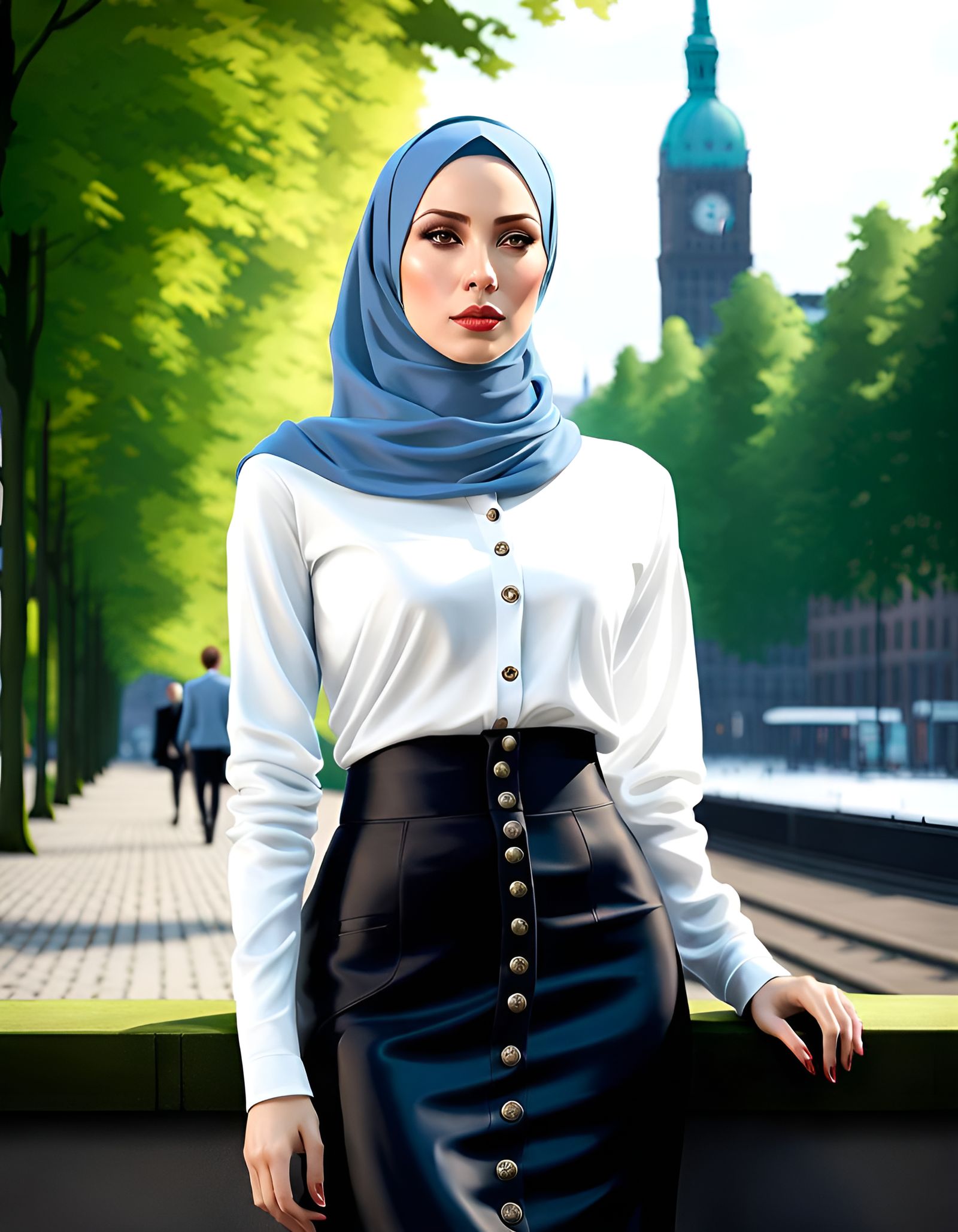 Modest Fashion in Hamburg: Digital Art Portrait