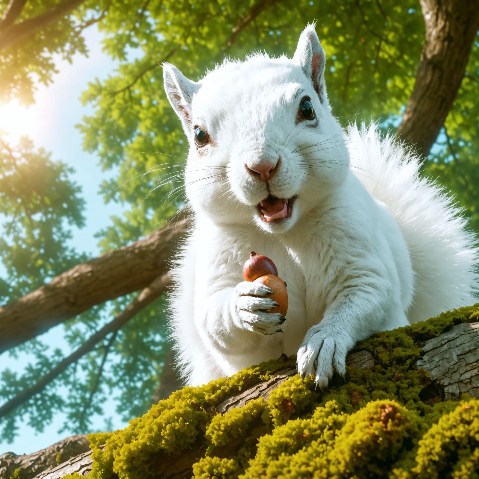White Squirrel in Forest, Digital Matte Painting