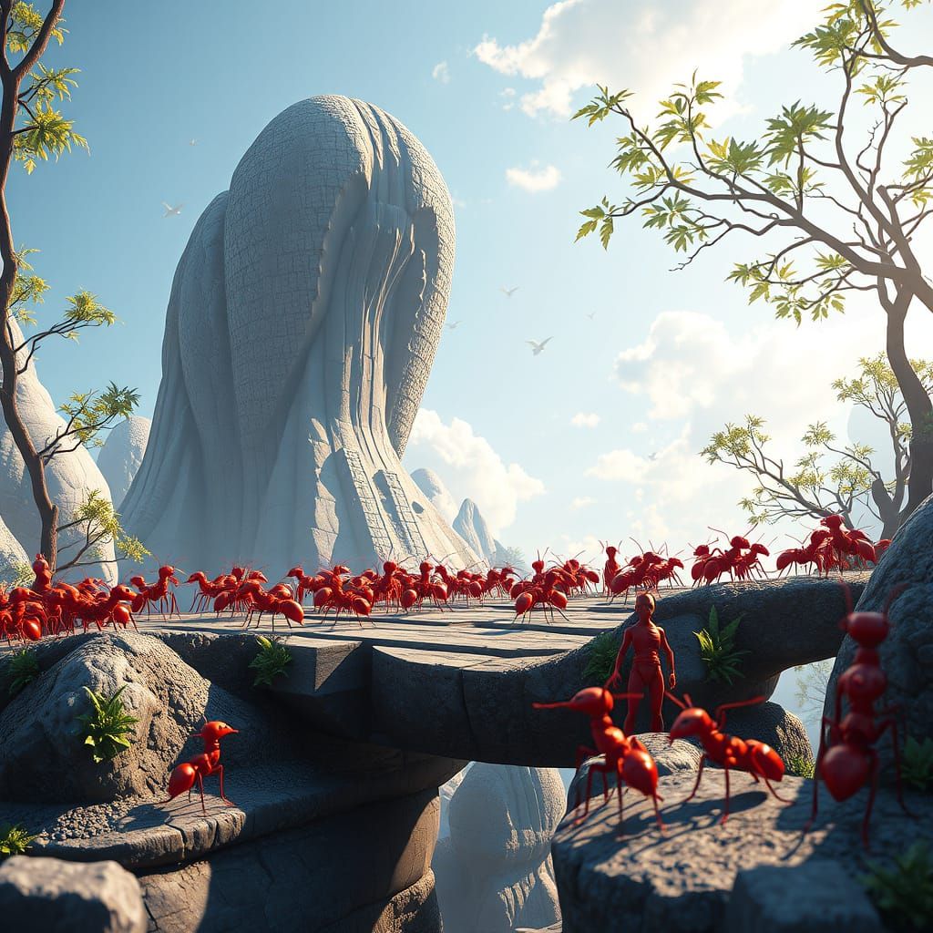 Epic Anime Army Ants Bridge in 4K 3D