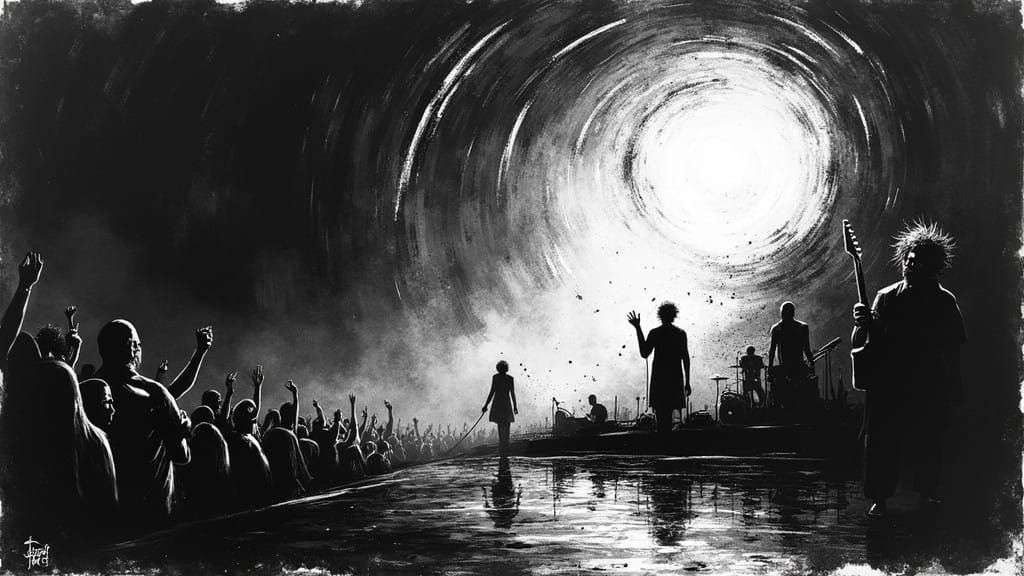 Ethereal Rock Concert in German Expressionist Style