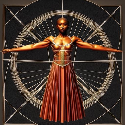 Vitruvian Woman: Realistic Portrait in Da Vinci Style