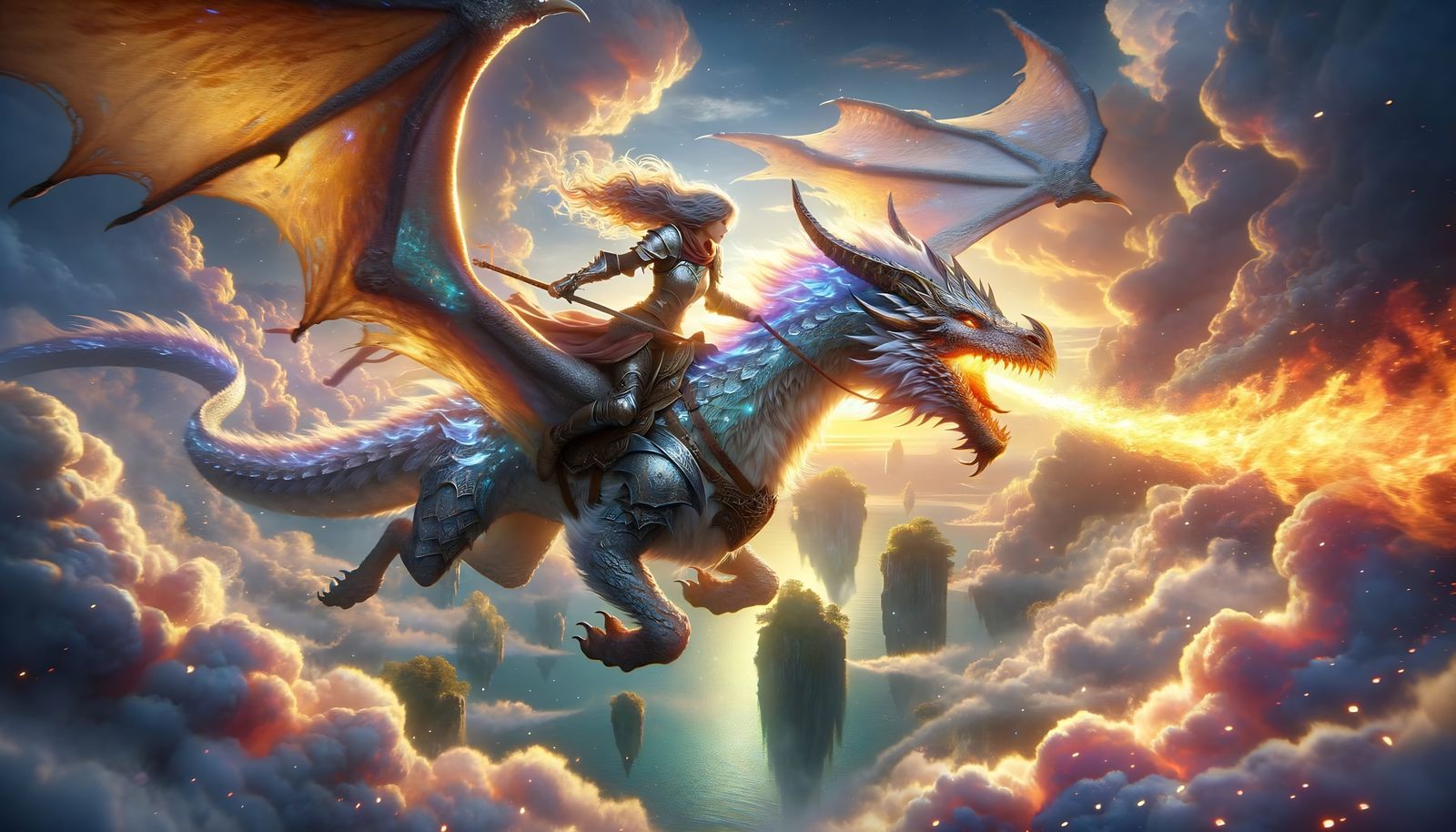 Girl Rides Dragon in Fantasy World