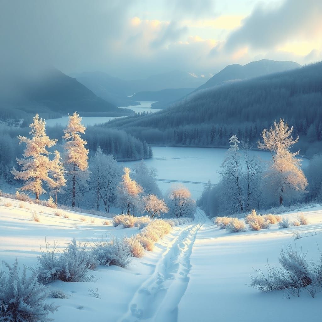 Winter Landscape in Impressionist Style