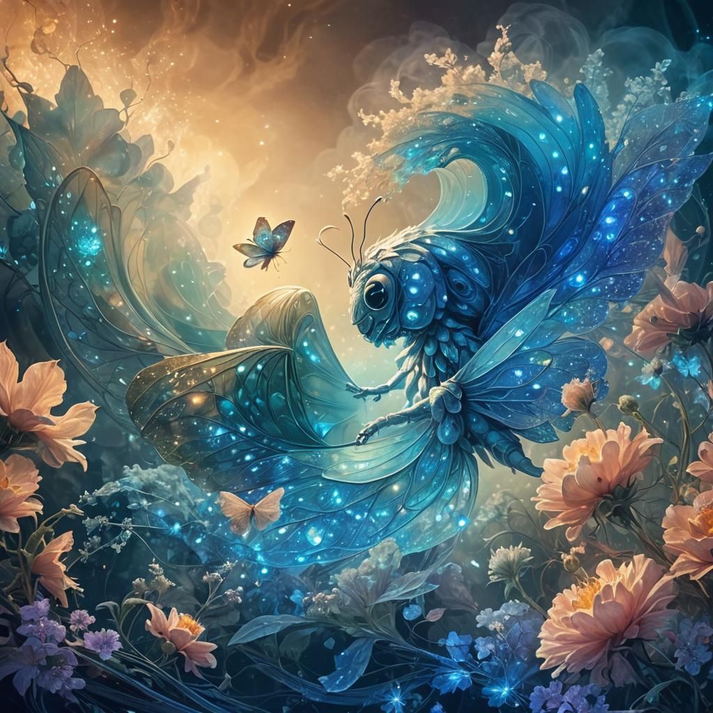 Bioluminescent Moth in Surrealist Dreamscape