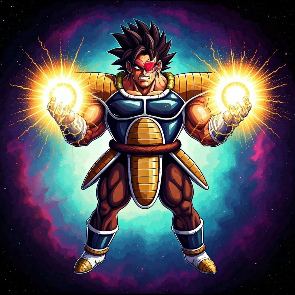 Epic 16 Bit Saiyan Warrior in Heroic Pose
