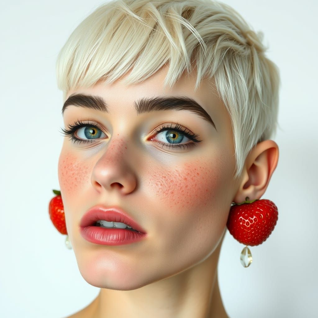 Realistic Portrait of a Young Woman with Bright Blonde Hair ...