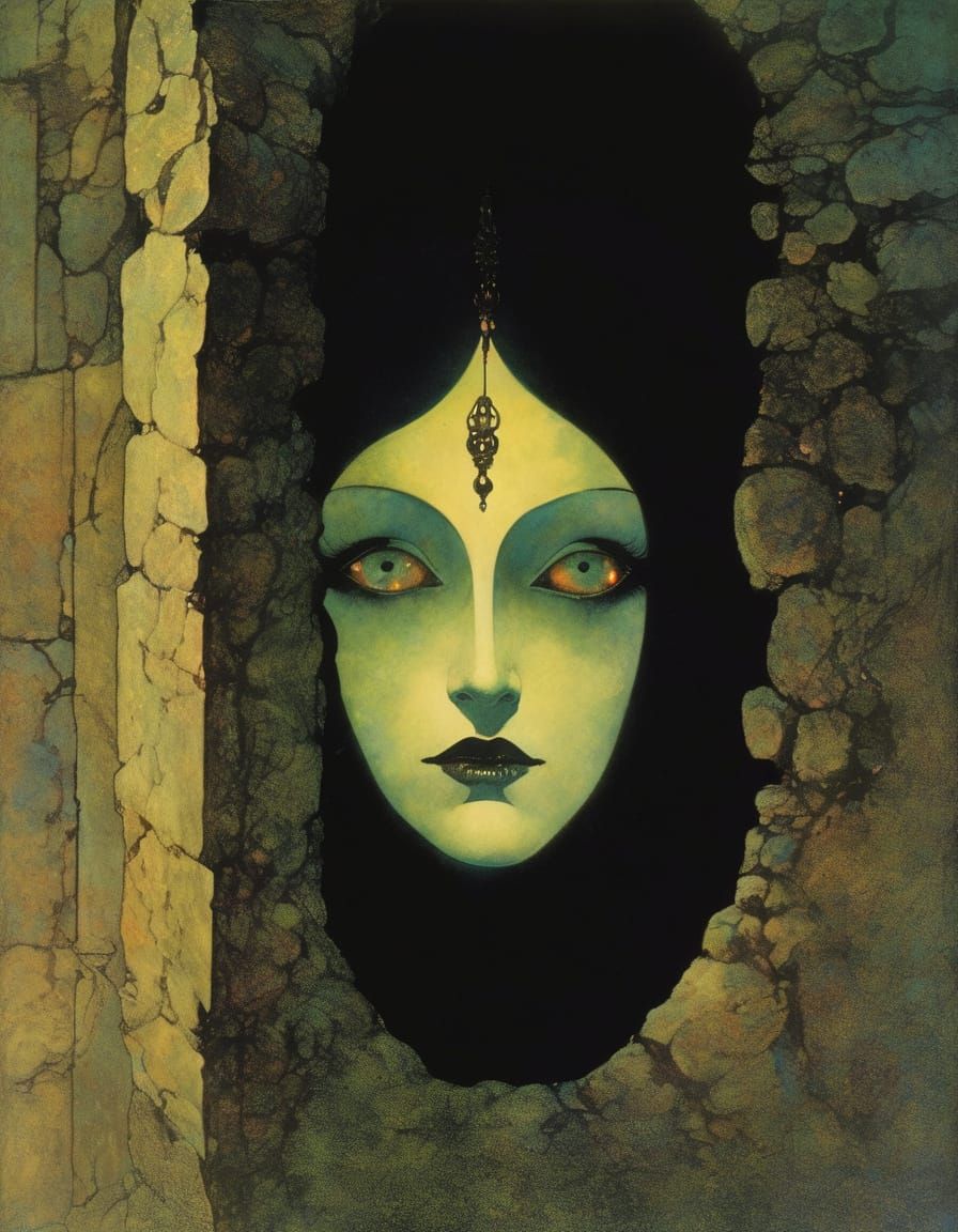 Ethereal Female Face Emerges from Shadows