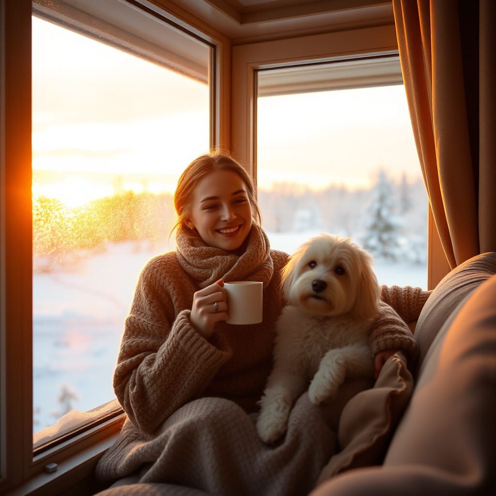 Warm Winter Moment in Cinematic Style