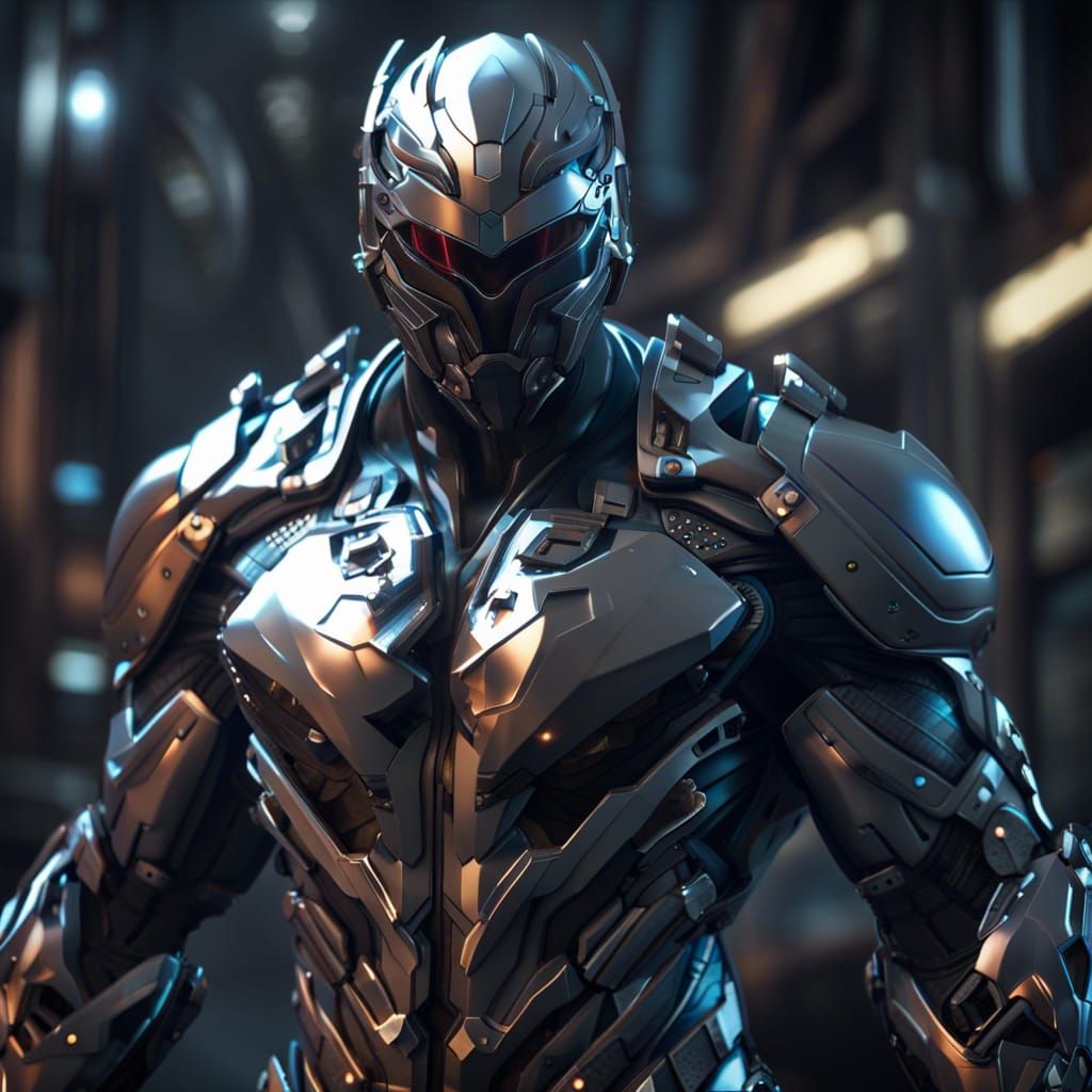 Sci-Fi Superhero in Silver Armor Concept Art