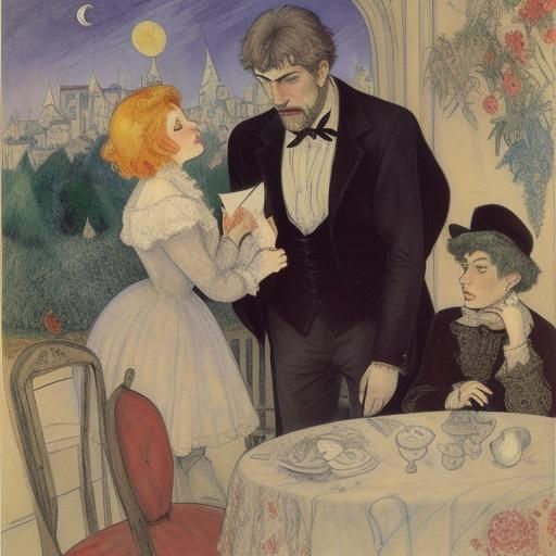 Vampire and Hedgehog Postcard, in Fauvist Style