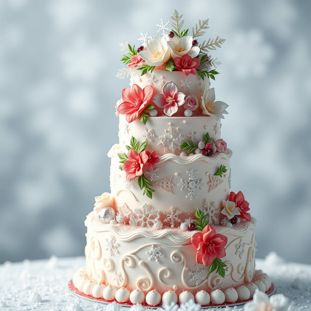 Festive Christmas Cake in Anime-Inspired 3D Art