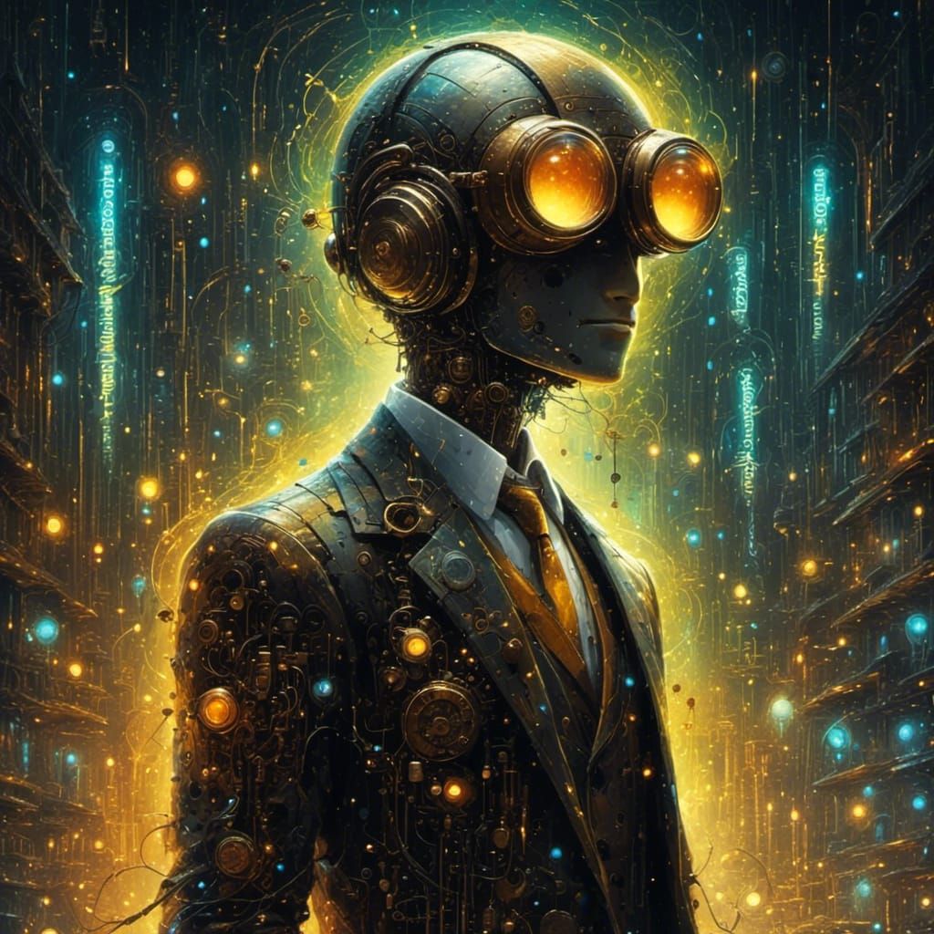 Wooden Fantasy Figure with Green Apple Accent