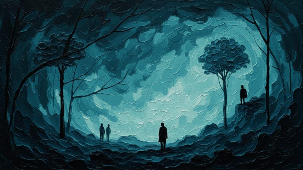 Forest Spirits in Minimal Sketchy Abstract Style