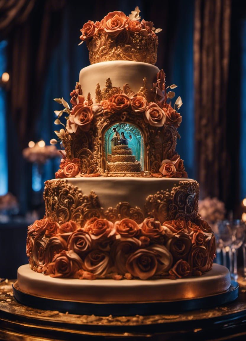Fantasy Wedding Cake in Hyperrealistic Style