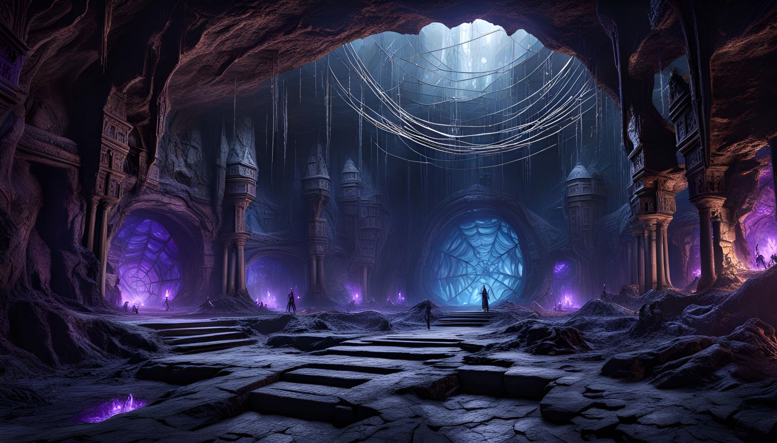 Eldritch Dark Elf City with Spider Motifs