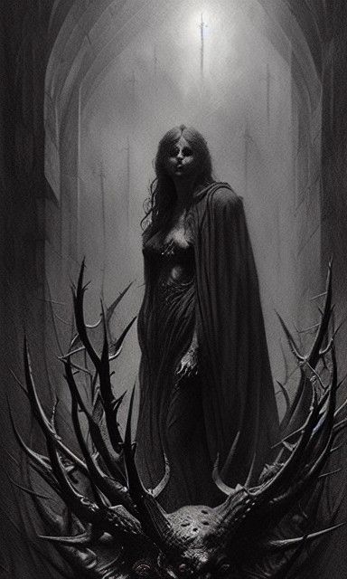 Demonic Bible: A Sinister Charcoal Drawing of Hell