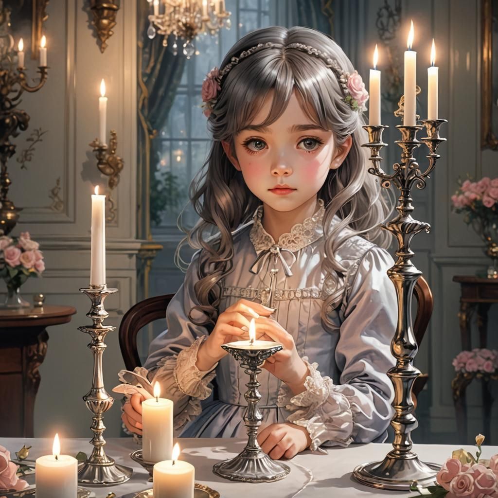 Victorian Girl Lights Candles: Anime Key Visual