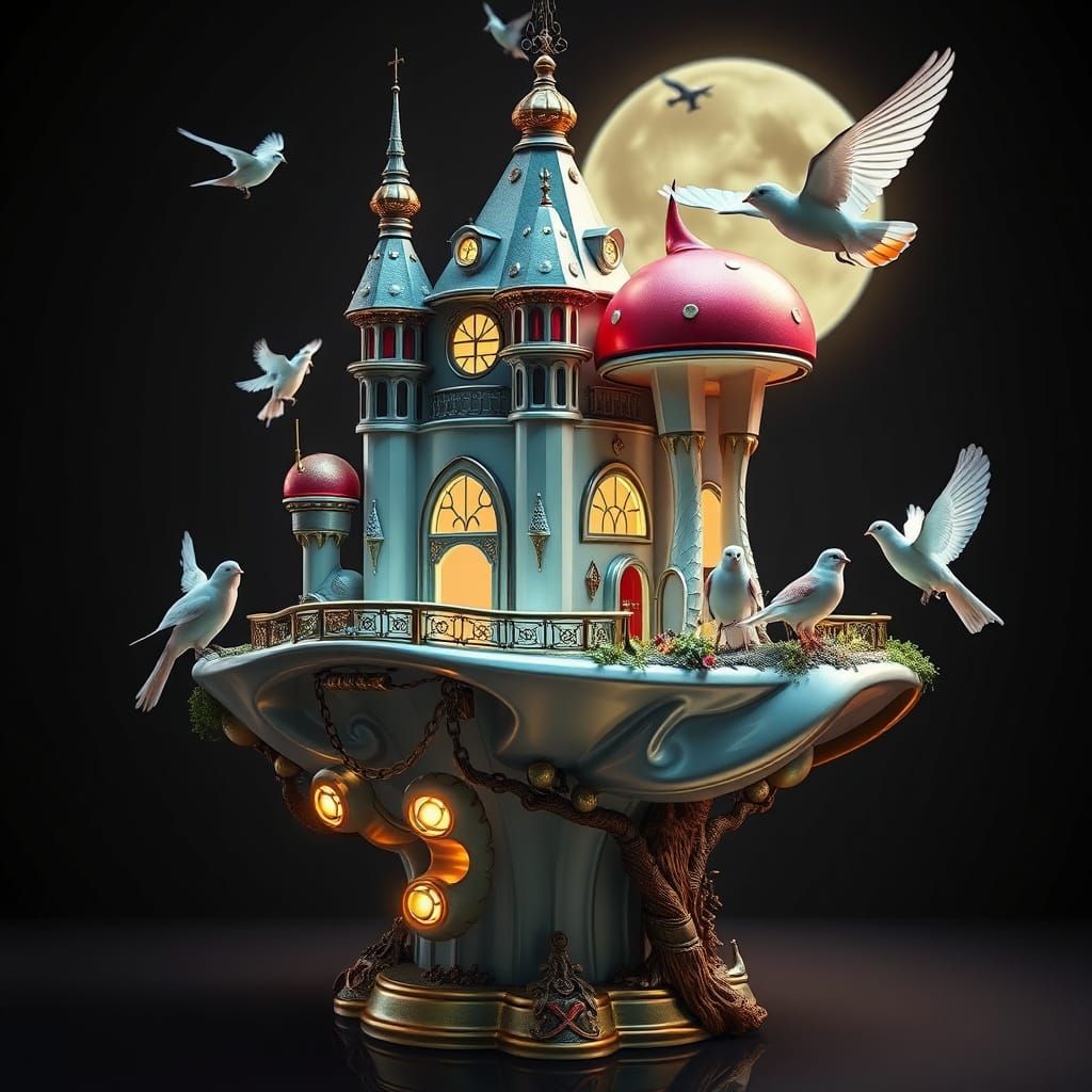 Futuristic Birdhouses with Glowing Lights and Elegant Design