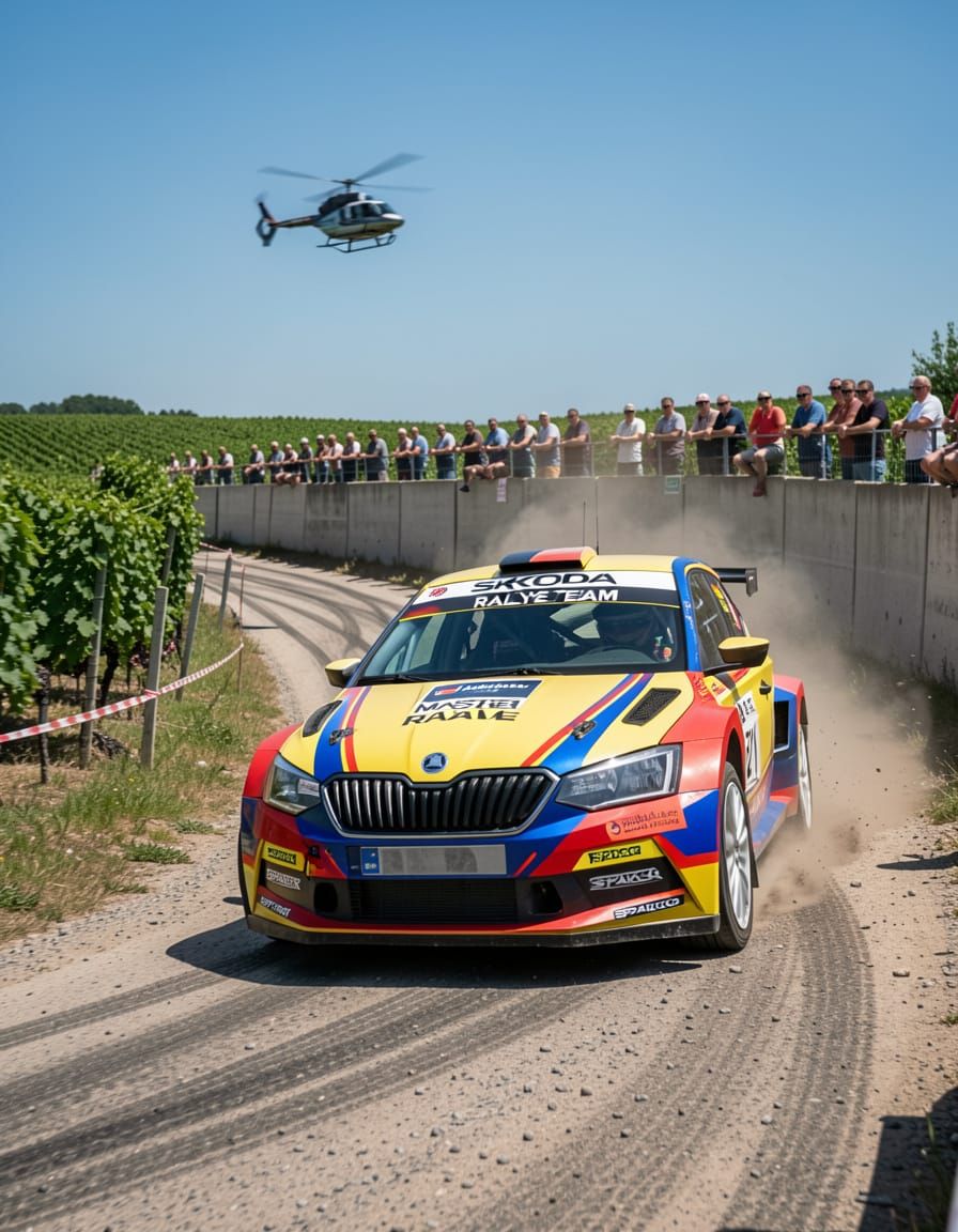 Škoda Fabia Rally2 Drifts Through German Vineyard