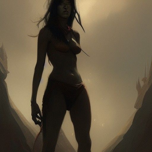 Sinister Nude Woman in Fantasy Art Style