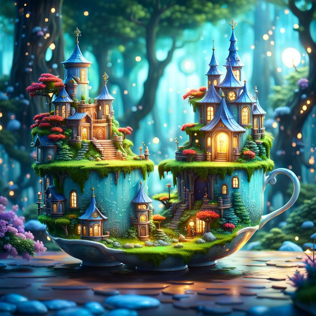 Magical City Inside Porcelain Cup, Diorama