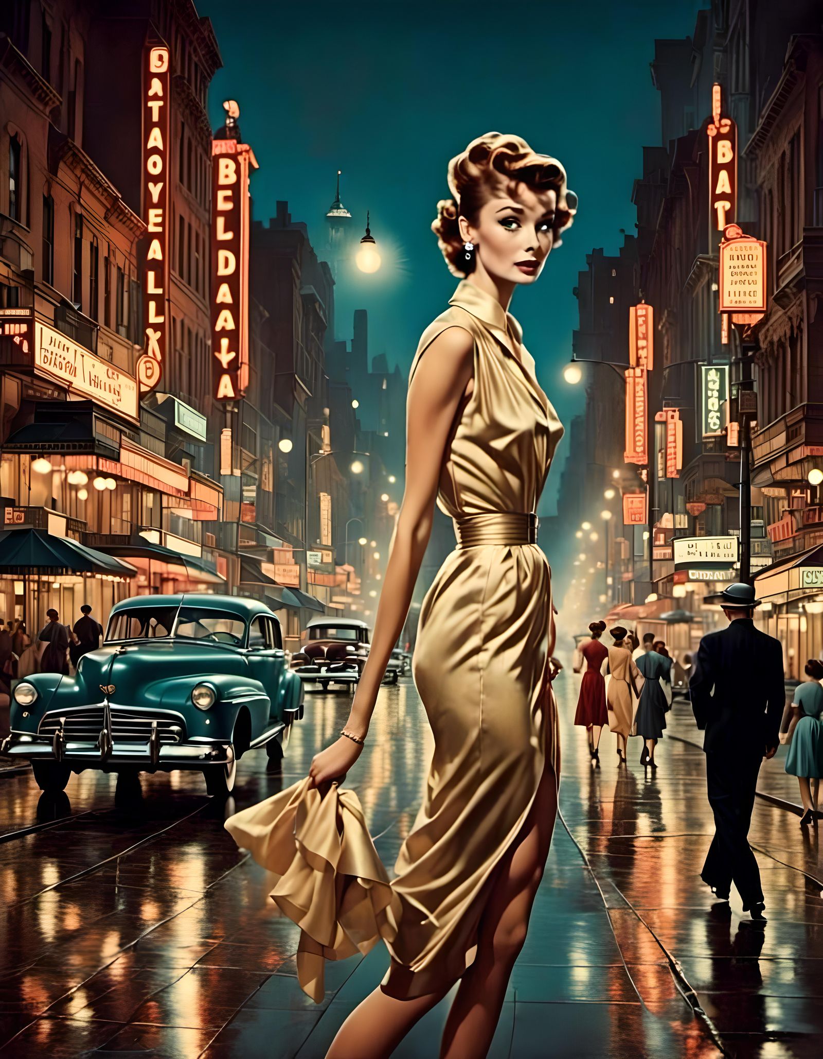 Audrey Hepburn and Bogart in Steampunk Noir Style