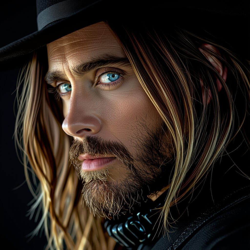 Meticulously detailed, photorealistic, high-contrast portrai...