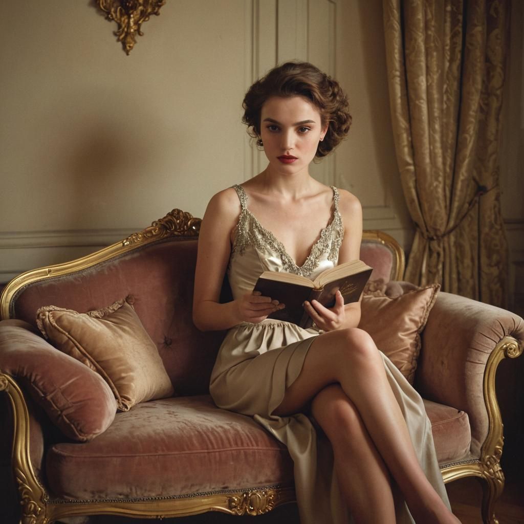 Woman Reading in Boudoir, Cinematic Photography