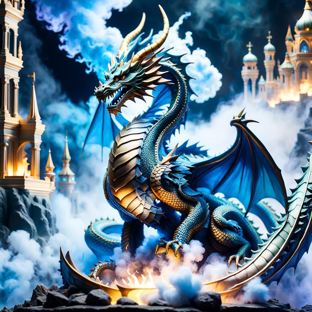 Surreal Dragon Guarding Treasure in Narnia