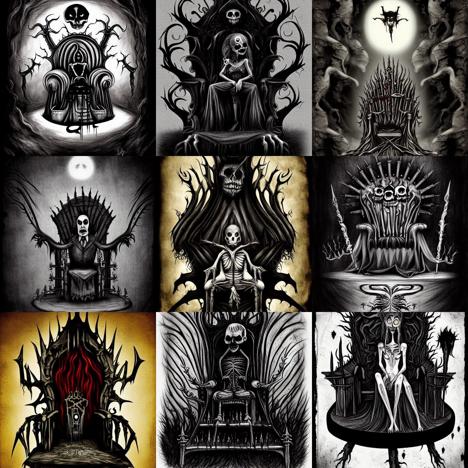 Throne of Death in Dark Horror Style