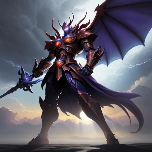 Great Escaflowne in Manga Style Amidst Stormy Sky