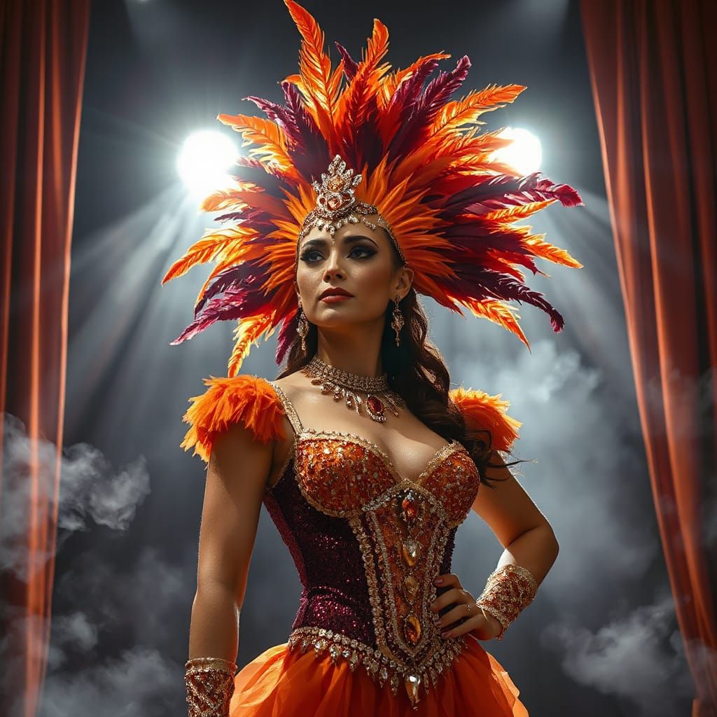 Dazzling Showgirl in Cabaret Fantasy Style