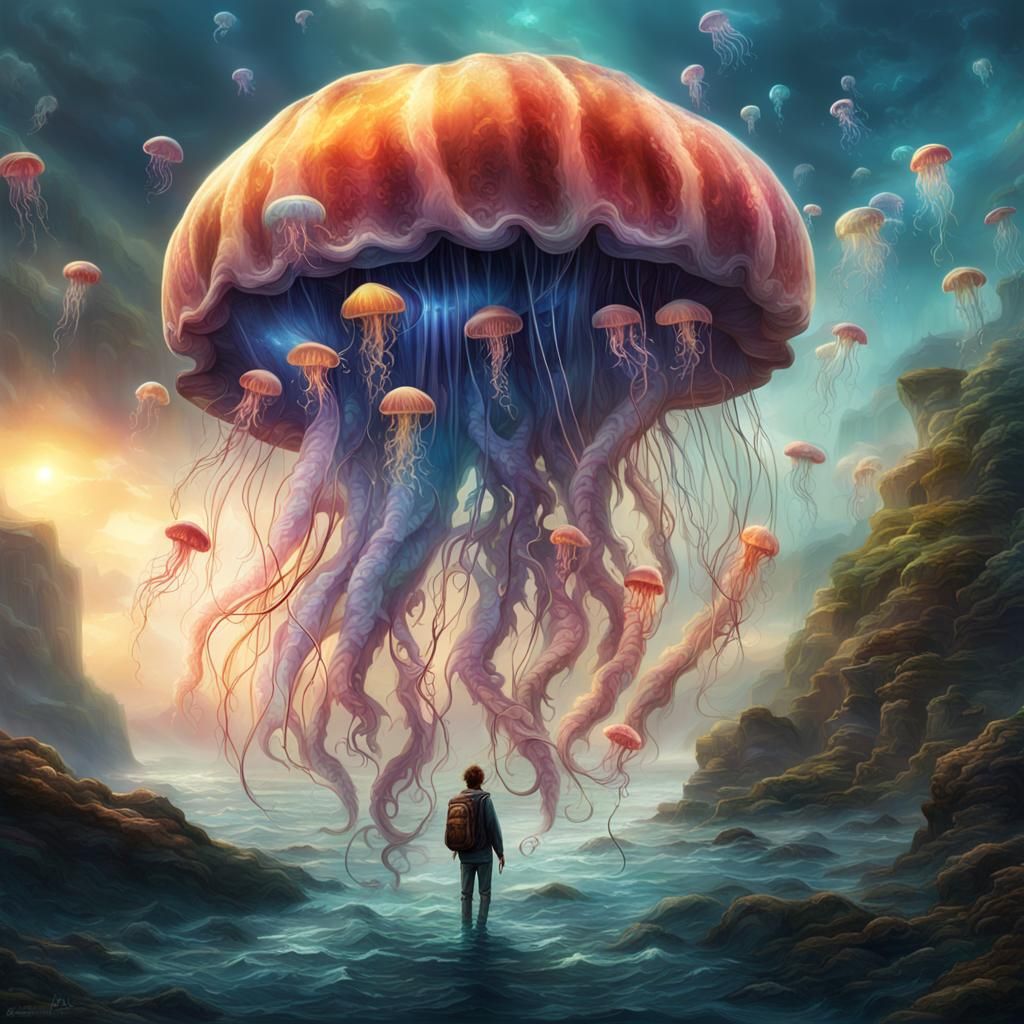 Jellyfish Hippie in Epic Cinematic Digital Painting