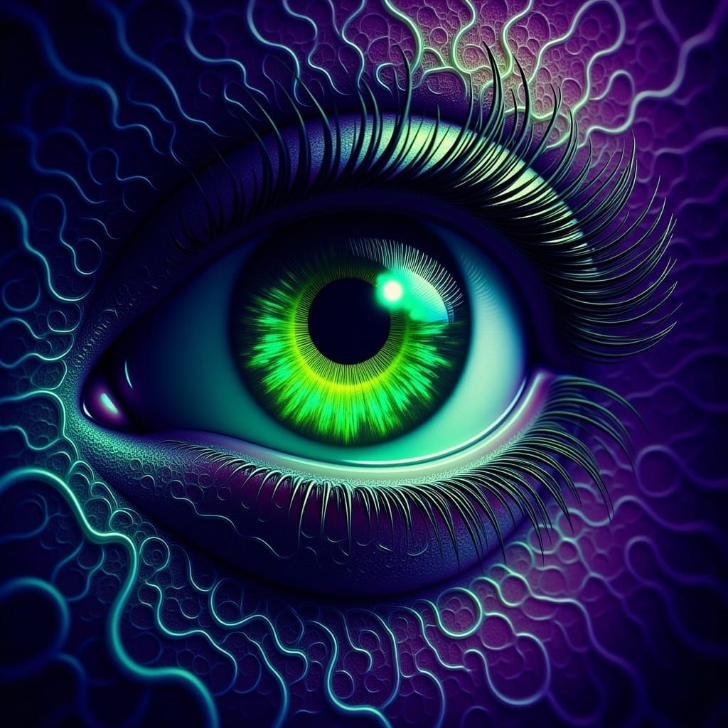 Mesmerizing Eye Close-Up in Surreal Neon Style