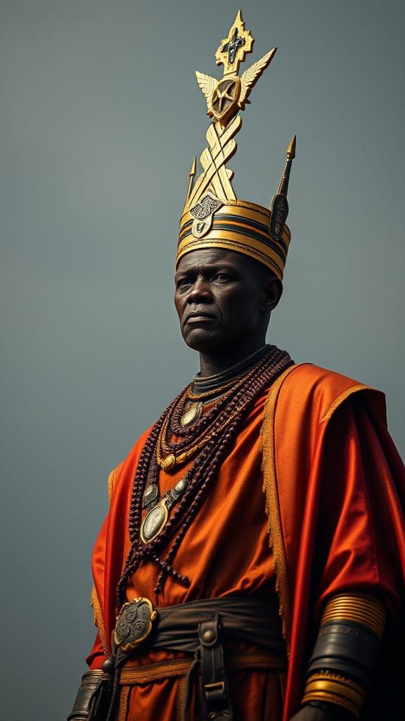 Regal Kenyan Figure in Afrofuturist Style