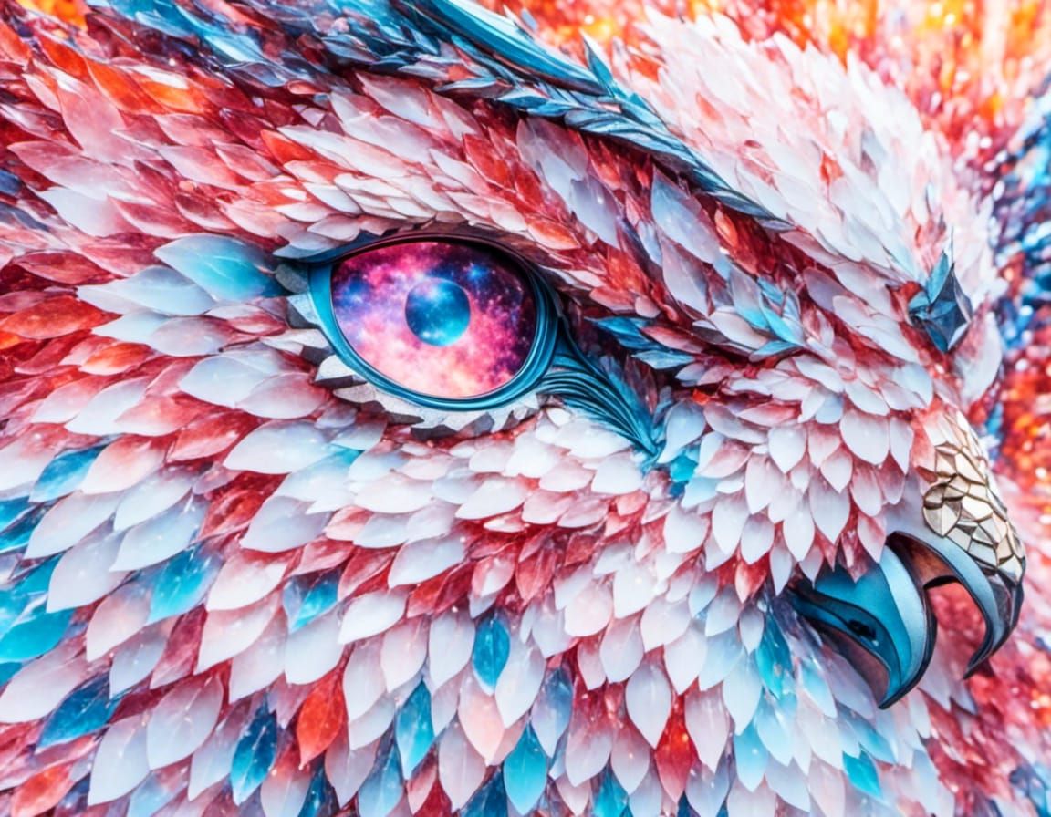 Psychedelic Griffin with Glowing Eyes