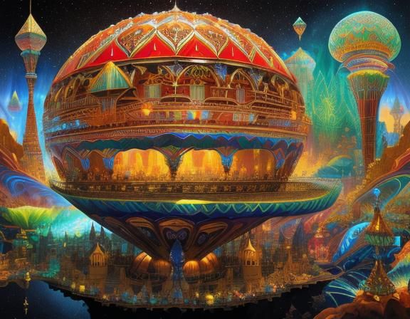 Elaborate Fractal Cityscape in Vibrant Colors