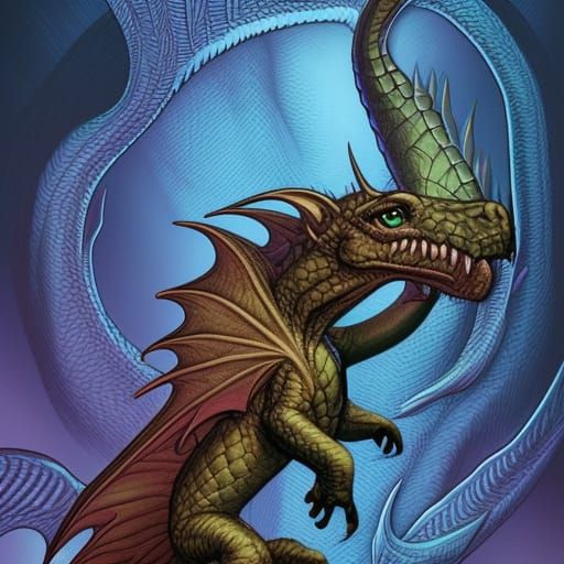 Cute Baby Dragon in Comic Book Style