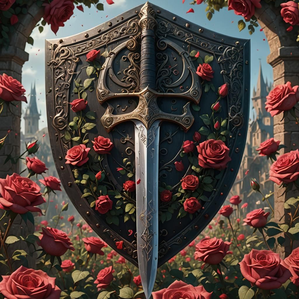 Longsword, Shield, and Roses: Fantasy Concept Art
