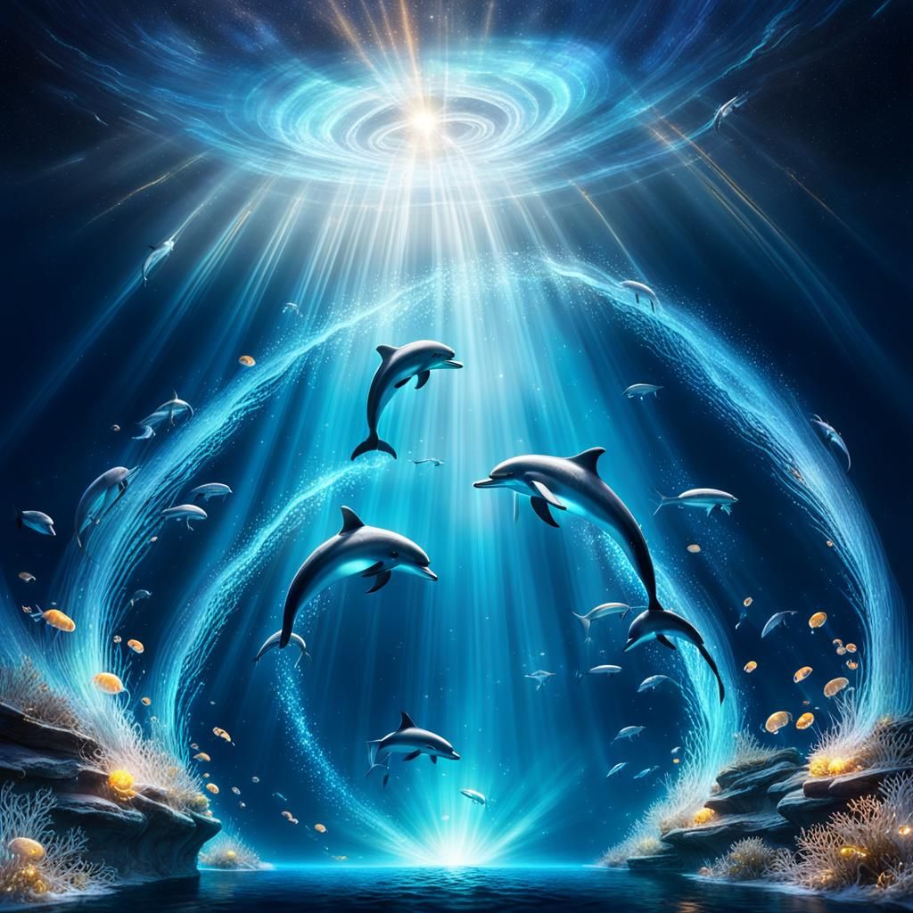 Ocean Portal to Starry Sky, Ethereal Scene