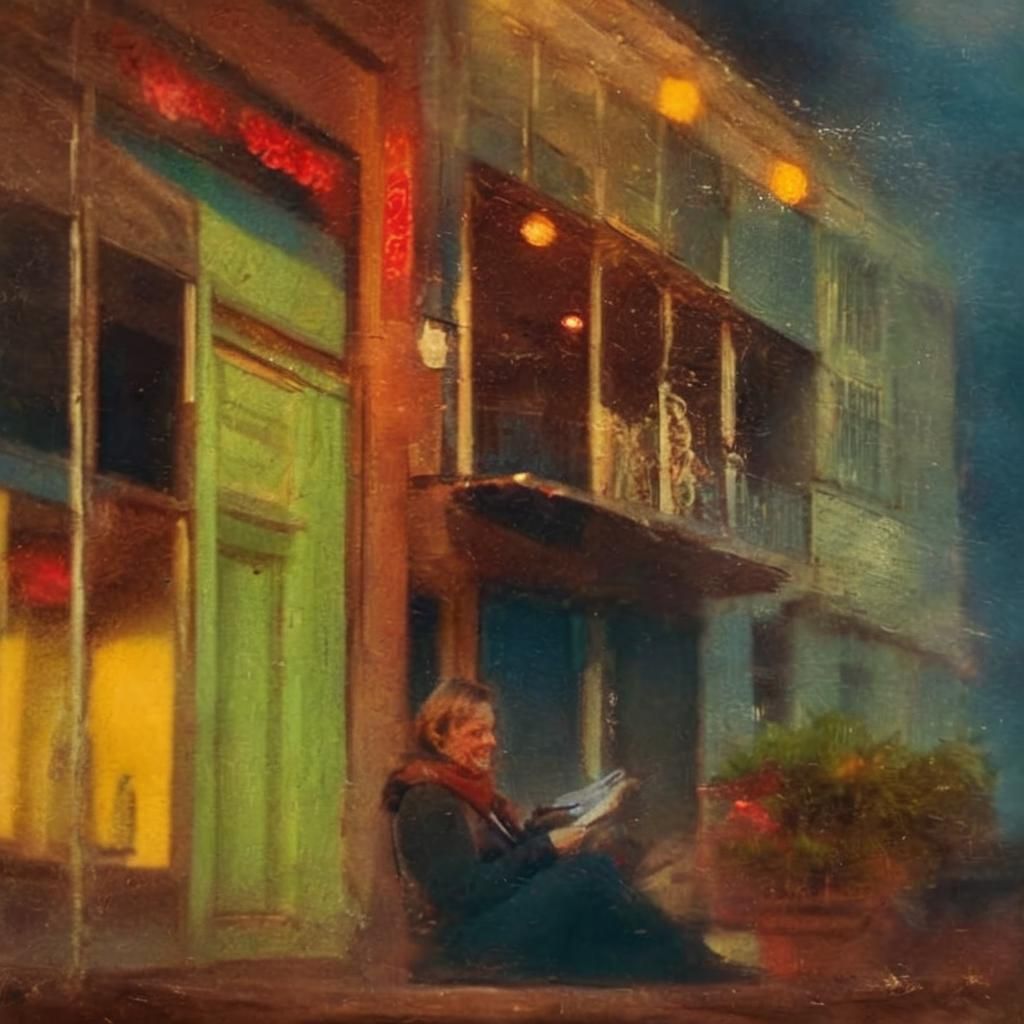 Nostalgic Woman with Vintage Photo Album